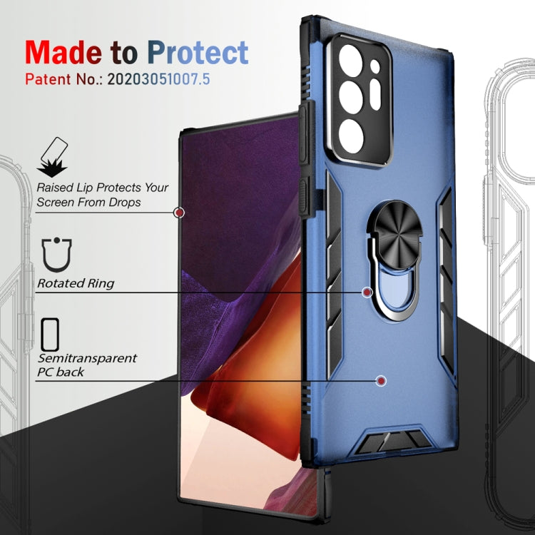 For Samsung Galaxy Note20 Ultra Magnetic Frosted PC + Matte TPU Shockproof Case with Ring Holder