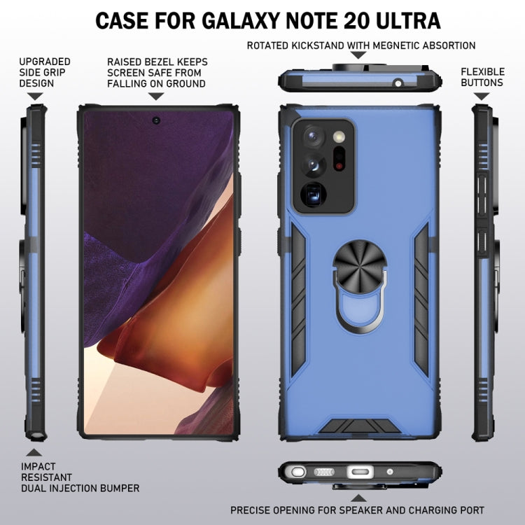 For Samsung Galaxy Note20 Ultra Magnetic Frosted PC + Matte TPU Shockproof Case with Ring Holder