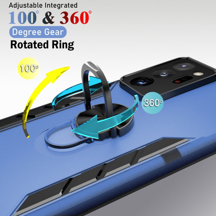 For Samsung Galaxy Note20 Ultra Magnetic Frosted PC + Matte TPU Shockproof Case with Ring Holder