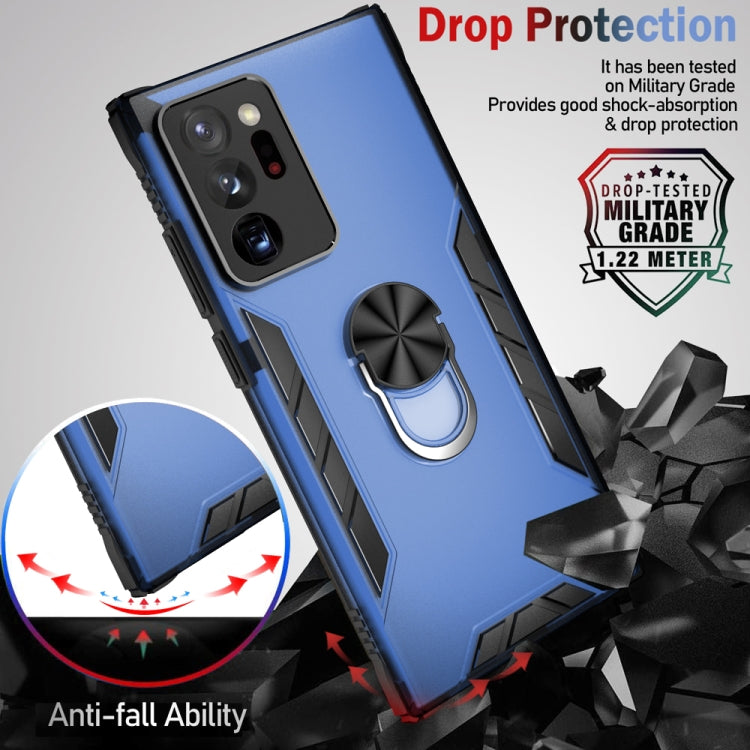 For Samsung Galaxy Note20 Ultra Magnetic Frosted PC + Matte TPU Shockproof Case with Ring Holder