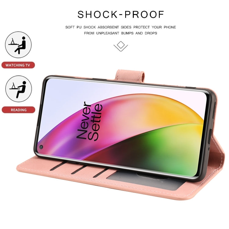 For OnePlus 8 Fantasy Classic Skin-feel Calfskin Texture Magnetic Buckle Horizontal Flip PU Leather Case with Holder & Card Slot & Wallet