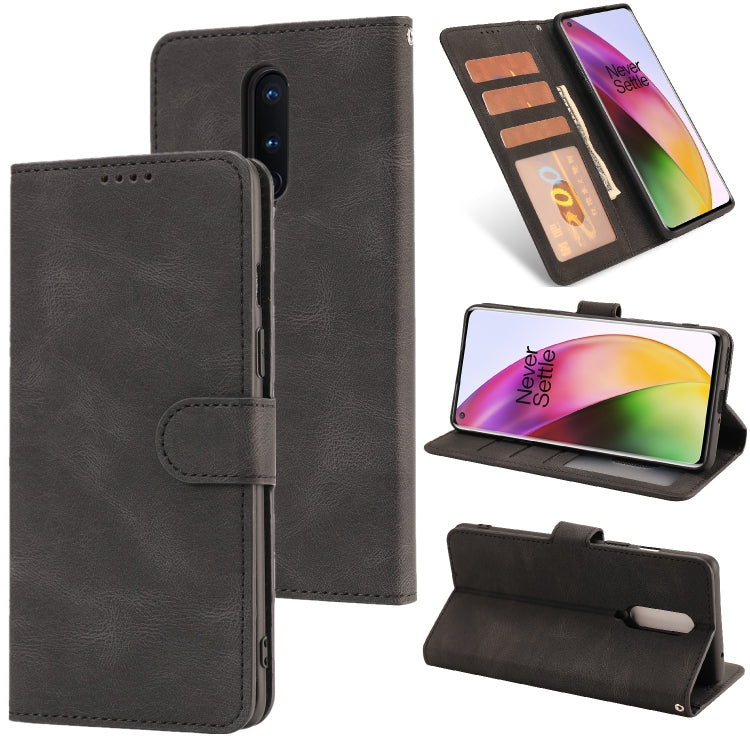 For OnePlus 8 Fantasy Classic Skin-feel Calfskin Texture Magnetic Buckle Horizontal Flip PU Leather Case with Holder & Card Slot & Wallet