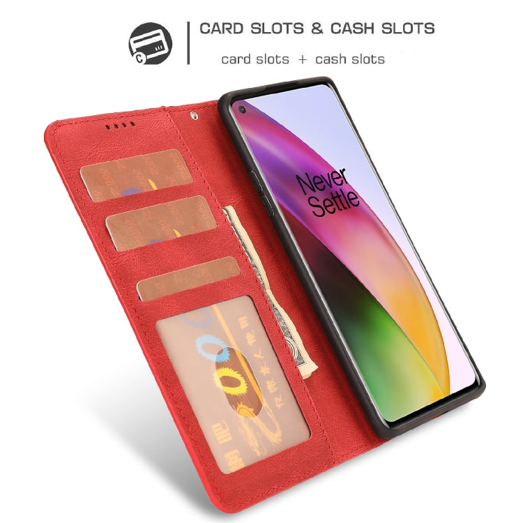For OnePlus 8 Fantasy Classic Skin-feel Calfskin Texture Magnetic Buckle Horizontal Flip PU Leather Case with Holder & Card Slot & Wallet
