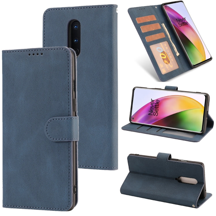 For OnePlus 8 Fantasy Classic Skin-feel Calfskin Texture Magnetic Buckle Horizontal Flip PU Leather Case with Holder & Card Slot & Wallet