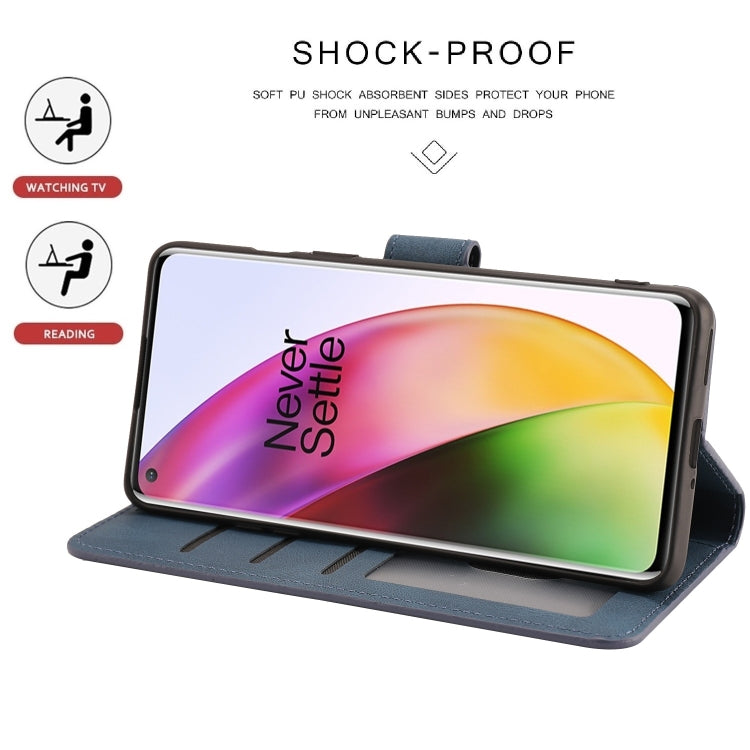 For OnePlus 8 Fantasy Classic Skin-feel Calfskin Texture Magnetic Buckle Horizontal Flip PU Leather Case with Holder & Card Slot & Wallet