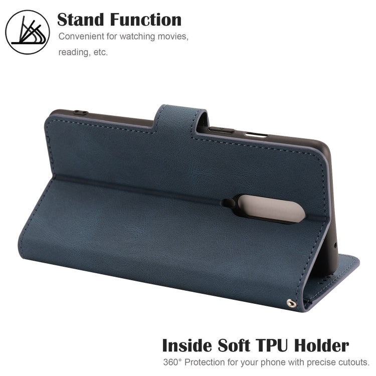 For OnePlus 8 Fantasy Classic Skin-feel Calfskin Texture Magnetic Buckle Horizontal Flip PU Leather Case with Holder & Card Slot & Wallet