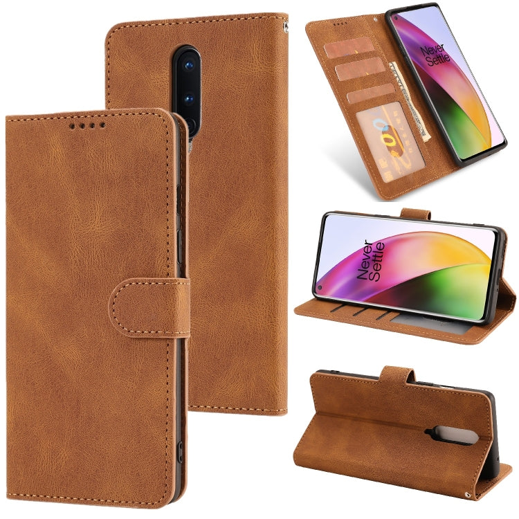 For OnePlus 8 Fantasy Classic Skin-feel Calfskin Texture Magnetic Buckle Horizontal Flip PU Leather Case with Holder & Card Slot & Wallet