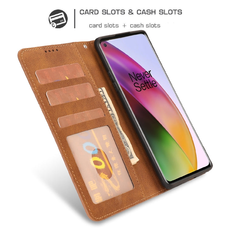 For OnePlus 8 Fantasy Classic Skin-feel Calfskin Texture Magnetic Buckle Horizontal Flip PU Leather Case with Holder & Card Slot & Wallet