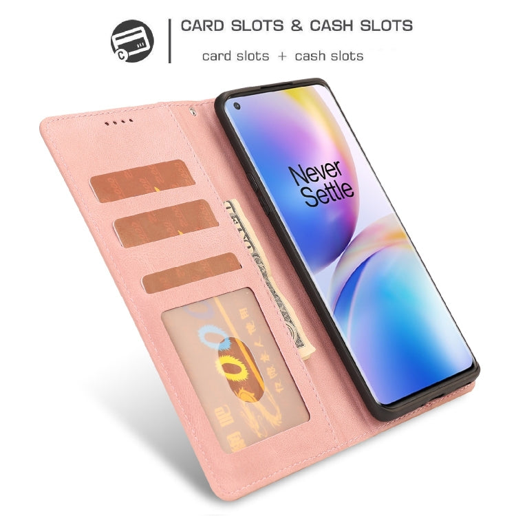 For OnePlus 8 Pro Fantasy Classic Skin-feel Calfskin Texture Magnetic Buckle Horizontal Flip PU Leather Case with Holder & Card Slot & Wallet