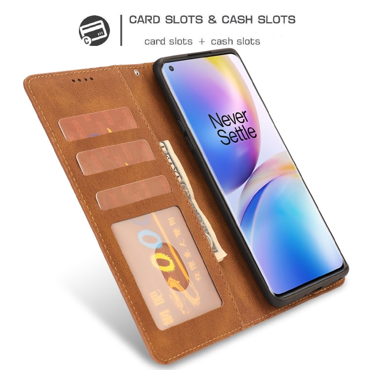 For OnePlus 8 Pro Fantasy Classic Skin-feel Calfskin Texture Magnetic Buckle Horizontal Flip PU Leather Case with Holder & Card Slot & Wallet