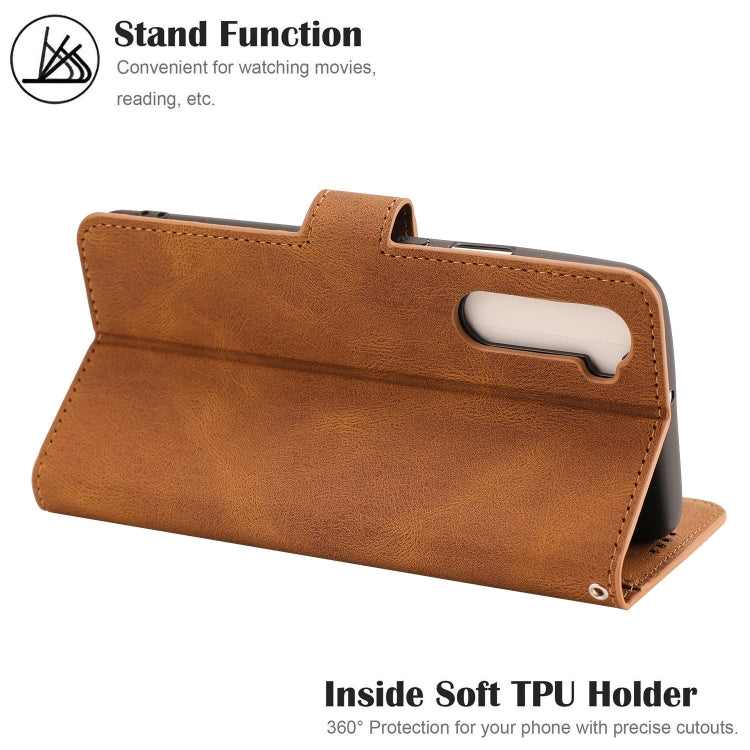 For OnePlus Nord Fantasy Classic Skin-feel Calfskin Texture Magnetic Buckle Horizontal Flip PU Leather Case with Holder & Card Slot & Wallet