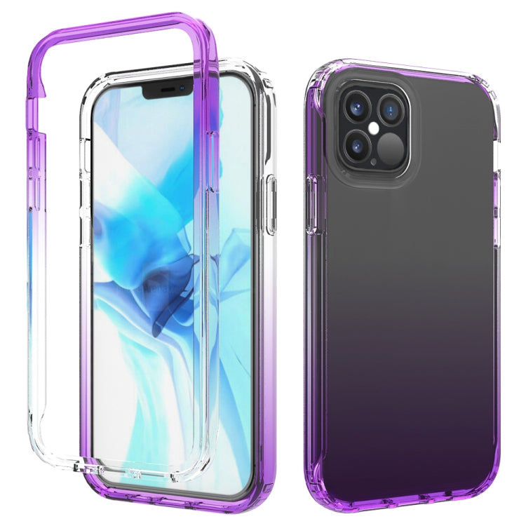 For iPhone 12 / 12 Pro Transparency PC Two-color Gradient Candy Color TPU Shockproof Phone Case