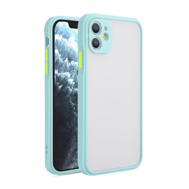 For iPhone 12 mini Straight Side Skin Feel Frosted PC + TPU Case with Removable Color Button