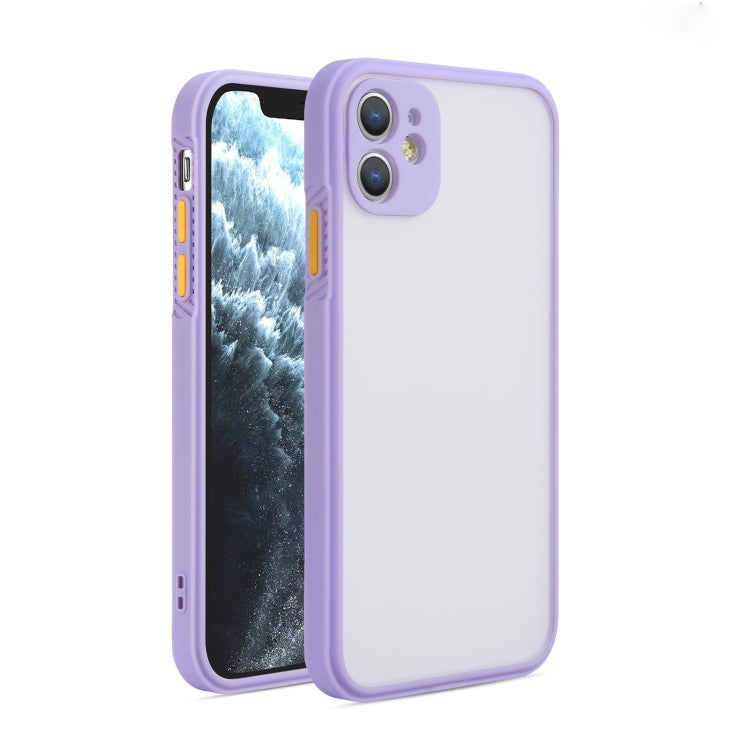 For iPhone 12 Straight Side Skin Feel Frosted PC + TPU Case with Removable Color Button