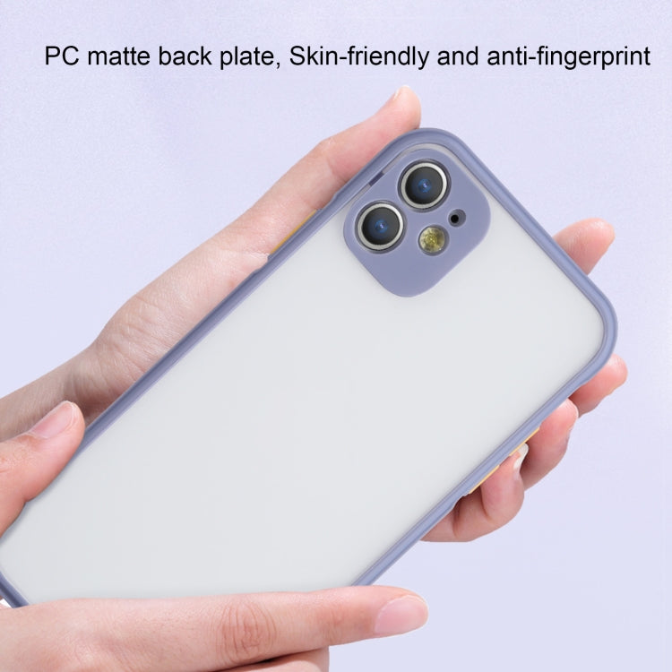 For iPhone 12 Straight Side Skin Feel Frosted PC + TPU Case with Removable Color Button