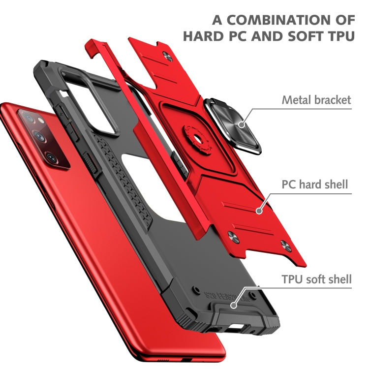 For Samsung Galaxy S20 FE Magnetic Armor Shockproof TPU + PC Case with Metal Ring Holder