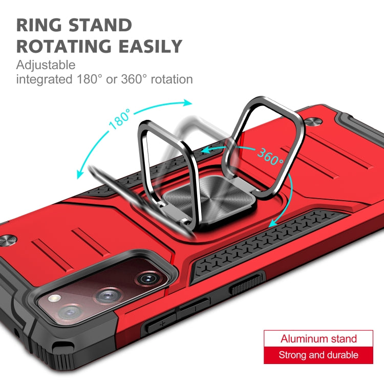For Samsung Galaxy S20 FE Magnetic Armor Shockproof TPU + PC Case with Metal Ring Holder