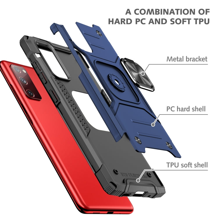 For Samsung Galaxy S20 FE Magnetic Armor Shockproof TPU + PC Case with Metal Ring Holder