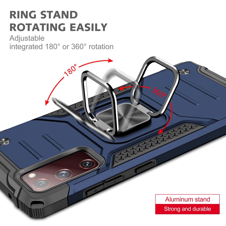 For Samsung Galaxy S20 FE Magnetic Armor Shockproof TPU + PC Case with Metal Ring Holder