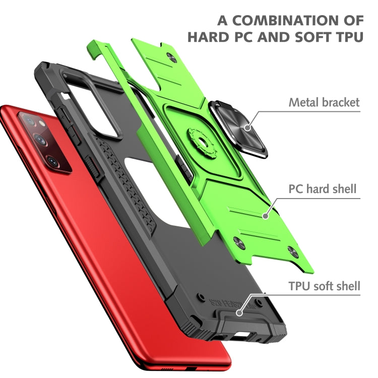 For Samsung Galaxy S20 FE Magnetic Armor Shockproof TPU + PC Case with Metal Ring Holder