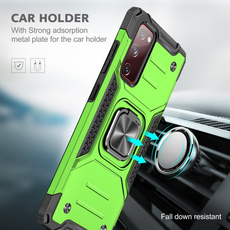 For Samsung Galaxy S20 FE Magnetic Armor Shockproof TPU + PC Case with Metal Ring Holder