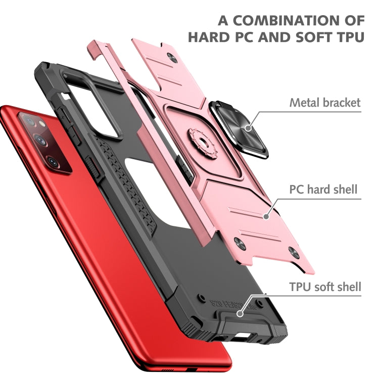 For Samsung Galaxy S20 FE Magnetic Armor Shockproof TPU + PC Case with Metal Ring Holder