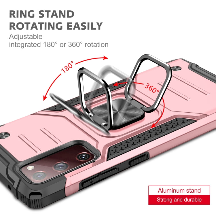 For Samsung Galaxy S20 FE Magnetic Armor Shockproof TPU + PC Case with Metal Ring Holder