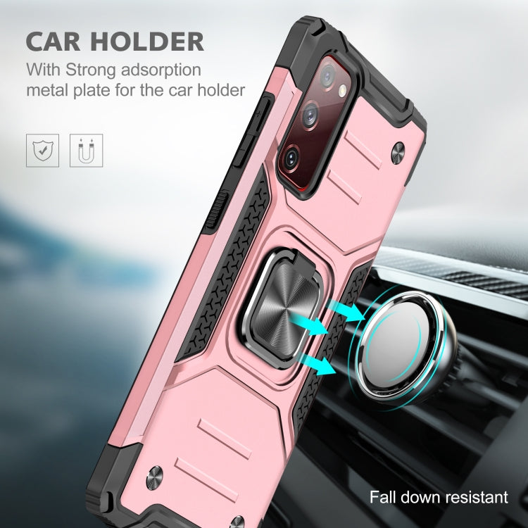 For Samsung Galaxy S20 FE Magnetic Armor Shockproof TPU + PC Case with Metal Ring Holder