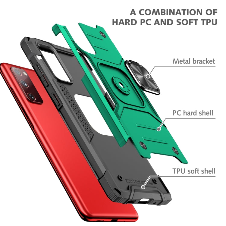 For Samsung Galaxy S20 FE Magnetic Armor Shockproof TPU + PC Case with Metal Ring Holder