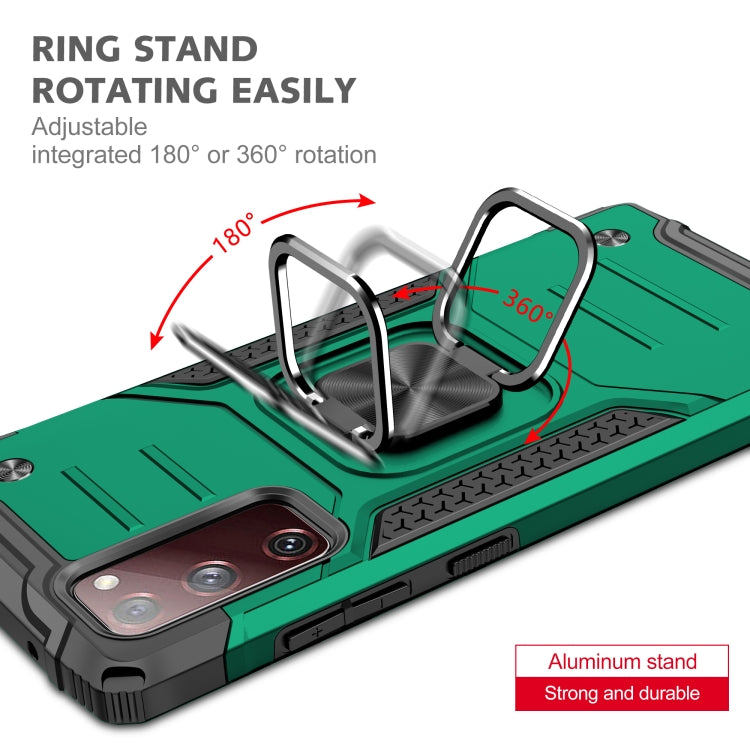 For Samsung Galaxy S20 FE Magnetic Armor Shockproof TPU + PC Case with Metal Ring Holder