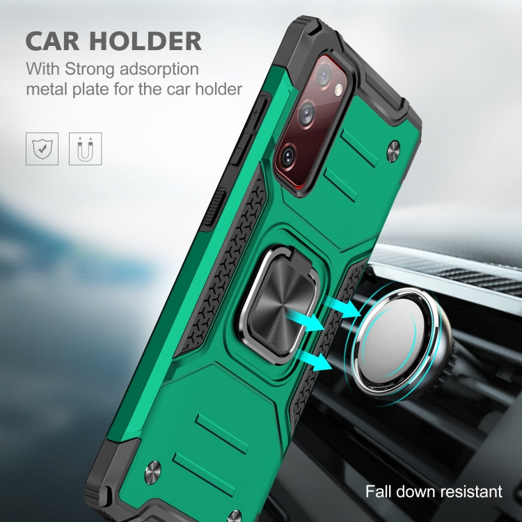 For Samsung Galaxy S20 FE Magnetic Armor Shockproof TPU + PC Case with Metal Ring Holder