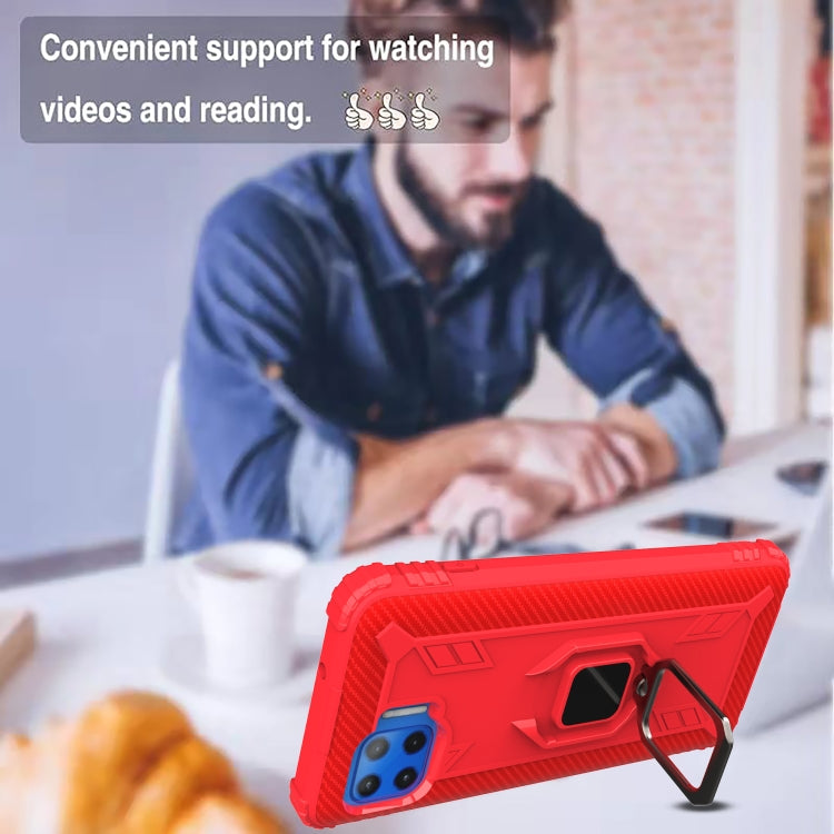 For Motorola Moto G 5G Plus Carbon Fiber Protective Case with 360 Degree Rotating Ring Holder