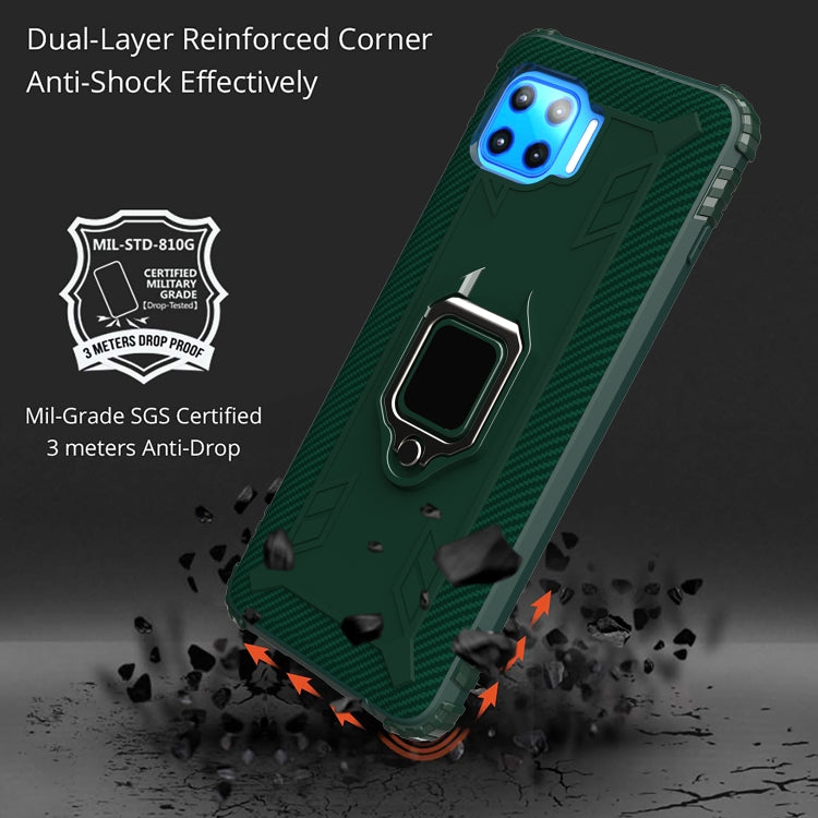 For Motorola Moto G 5G Plus Carbon Fiber Protective Case with 360 Degree Rotating Ring Holder