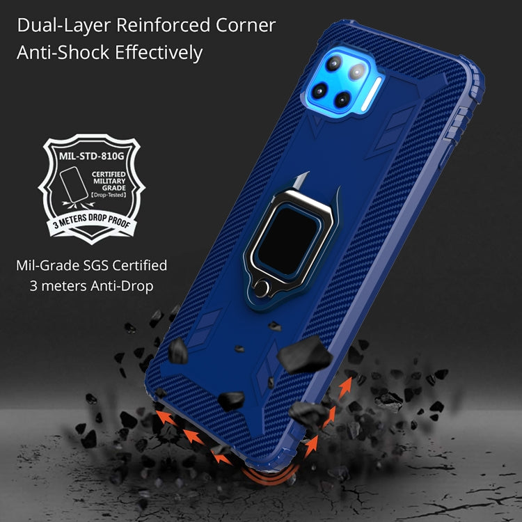 For Motorola Moto G 5G Plus Carbon Fiber Protective Case with 360 Degree Rotating Ring Holder