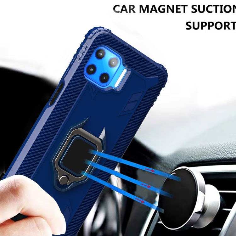 For Motorola Moto G 5G Plus Carbon Fiber Protective Case with 360 Degree Rotating Ring Holder