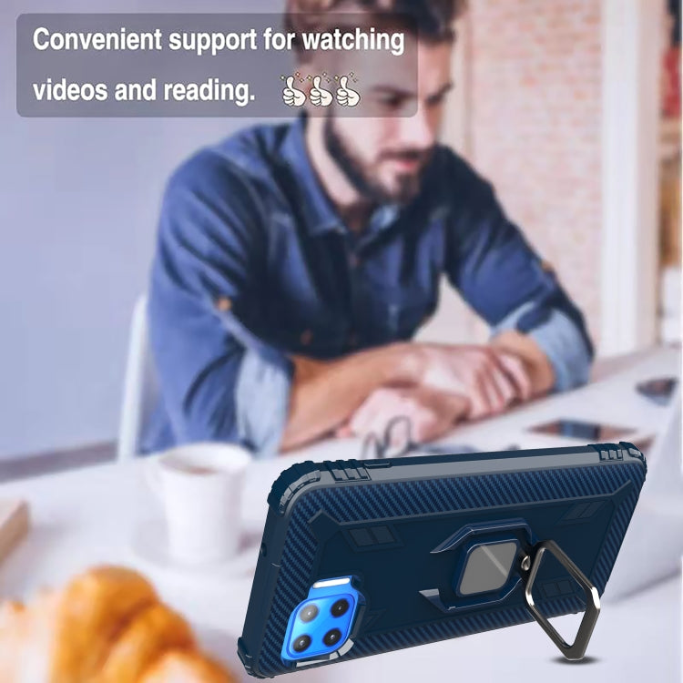 For Motorola Moto G 5G Plus Carbon Fiber Protective Case with 360 Degree Rotating Ring Holder