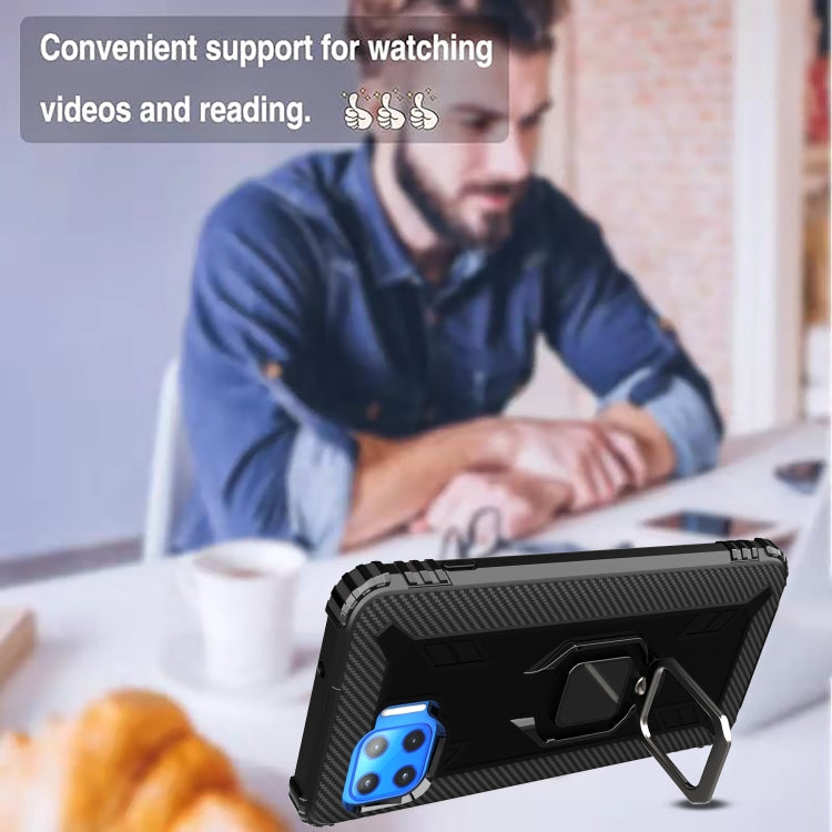 For Motorola Moto G 5G Plus Carbon Fiber Protective Case with 360 Degree Rotating Ring Holder