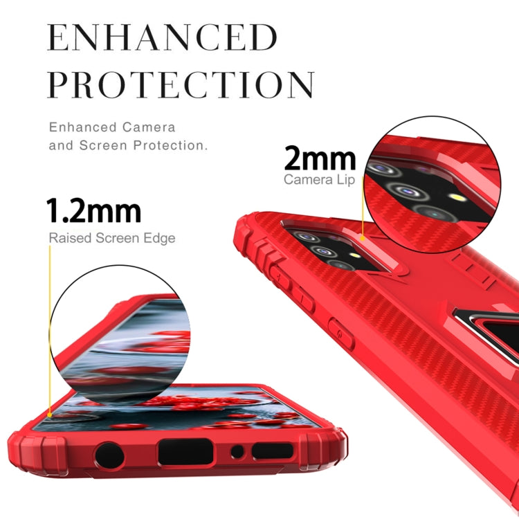 For Samsung Galaxy M51 Carbon Fiber Protective Case with 360 Degree Rotating Ring Holder