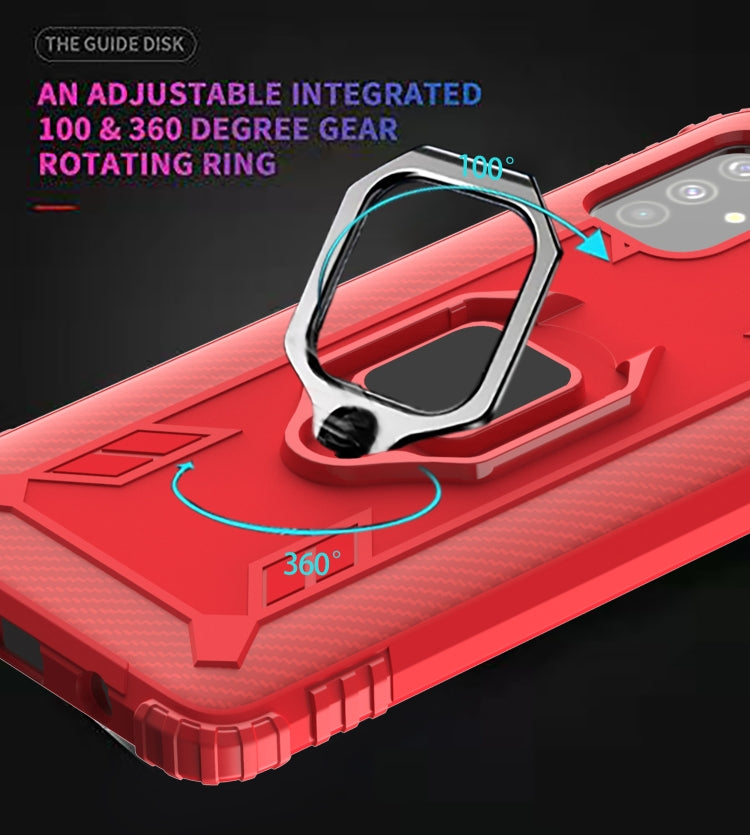 For Samsung Galaxy M51 Carbon Fiber Protective Case with 360 Degree Rotating Ring Holder