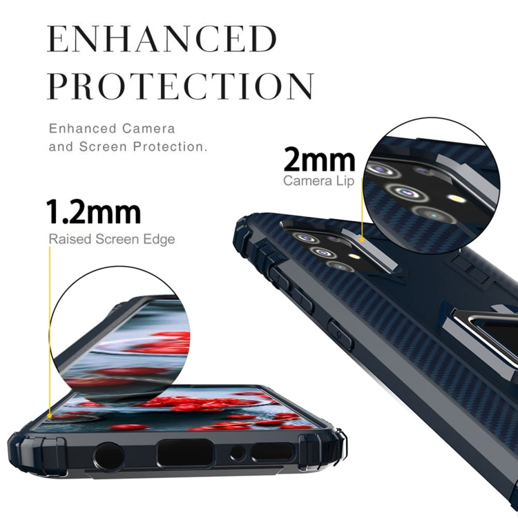 For Samsung Galaxy M51 Carbon Fiber Protective Case with 360 Degree Rotating Ring Holder