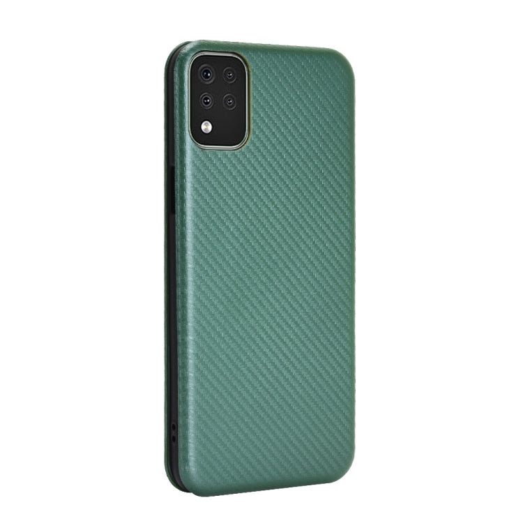 For LG K42 Carbon Fiber Texture Horizontal Flip TPU + PC + PU Leather Case with Card Slot