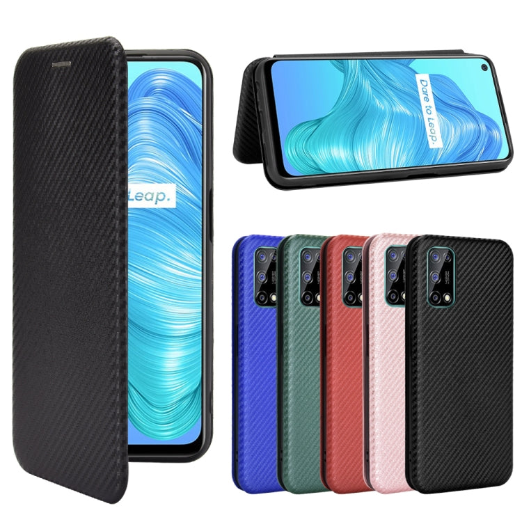 For OPPO Realme V5 / Realme Q2 Carbon Fiber Texture Horizontal Flip TPU + PC + PU Leather Case with Card Slot