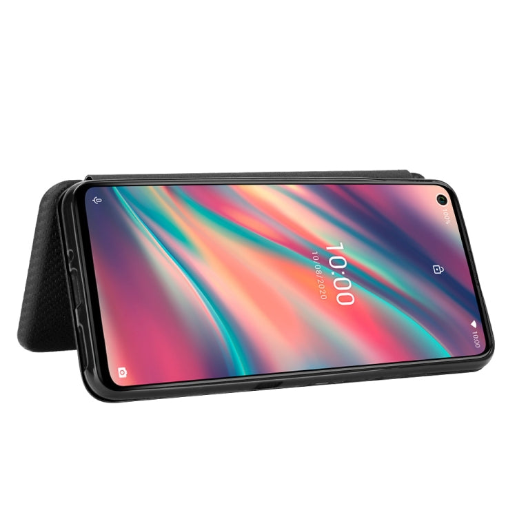 For Wiko View5 Plus Carbon Fiber Texture Horizontal Flip TPU + PC + PU Leather Case with Card Slot