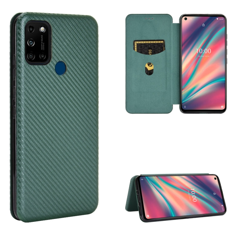 For Wiko View5 Plus Carbon Fiber Texture Horizontal Flip TPU + PC + PU Leather Case with Card Slot