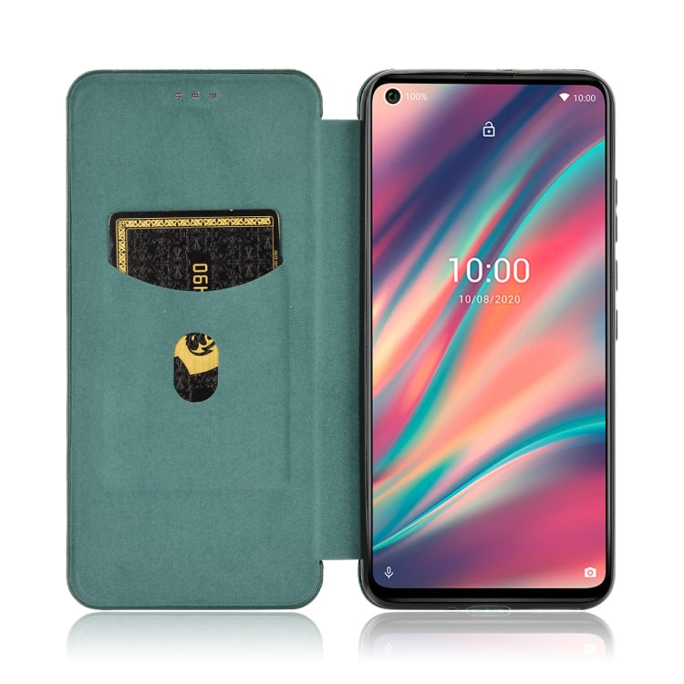 For Wiko View5 Plus Carbon Fiber Texture Horizontal Flip TPU + PC + PU Leather Case with Card Slot