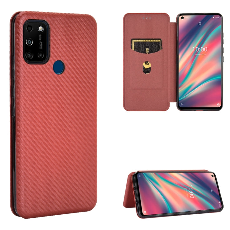 For Wiko View5 Plus Carbon Fiber Texture Horizontal Flip TPU + PC + PU Leather Case with Card Slot
