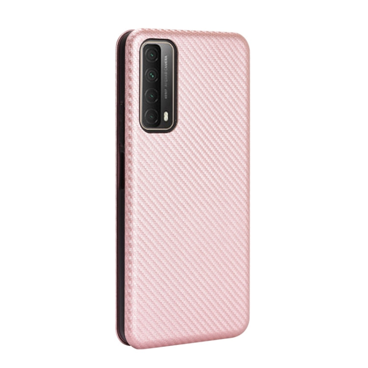 For Huawei P Smart 2021 / Y7A Carbon Fiber Texture Horizontal Flip TPU + PC + PU Leather Case with Card Slot