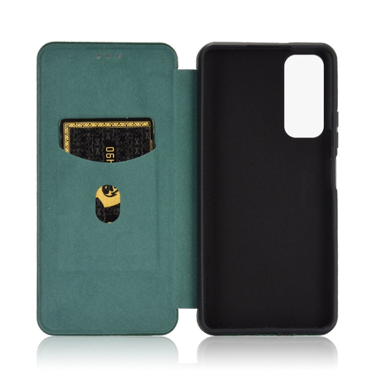 For Huawei P Smart 2021 / Y7A Carbon Fiber Texture Horizontal Flip TPU + PC + PU Leather Case with Card Slot