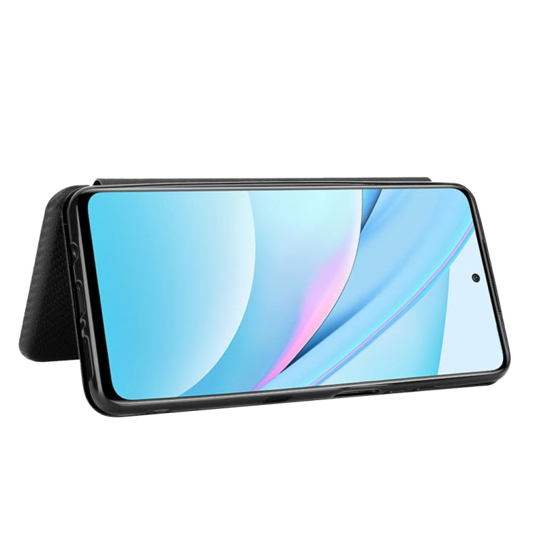 For Xiaomi Mi 10T Lite Carbon Fiber Texture Horizontal Flip TPU + PC + PU Leather Case with Card Slot