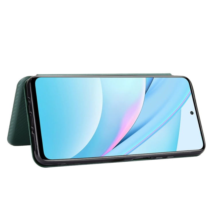 For Xiaomi Mi 10T Lite Carbon Fiber Texture Horizontal Flip TPU + PC + PU Leather Case with Card Slot